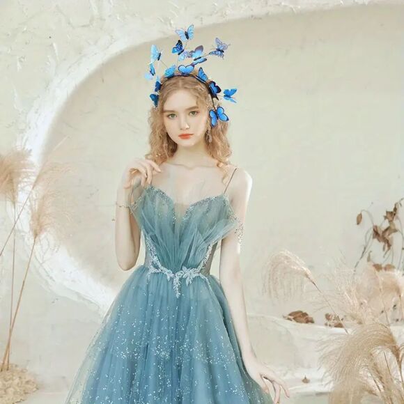 Blue Butterfly Decorative Head Band Non Slip Hair Hoop Stylish Hair Accessories - Picture 4 of 8